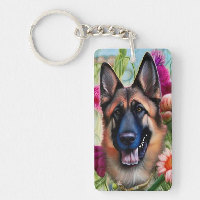 Porte-clefs Berger allemand dans le jardin (Devant)