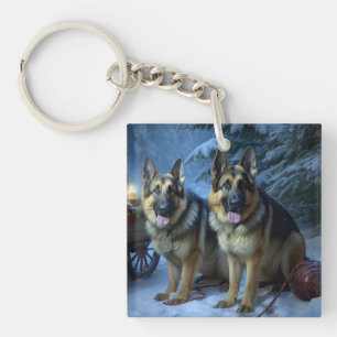 Porte-clefs Berger Allemand décoration de Noël de traîneau enn