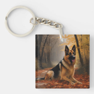 Porte-clefs Berger allemand en automne Feuilles automne Inspir