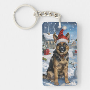 Porte-clefs Berger Allemand Noël Merveilleux Hiver Joie