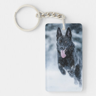 Porte-clefs Berger allemand noir dans la couverture de duvet d
