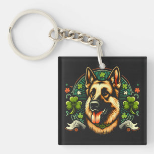 Porte-clefs Berger allemand St Patrick's Day Berger chien cade