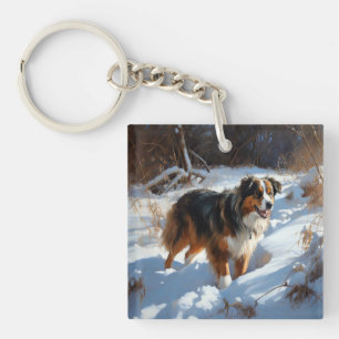 Porte-clefs Berger Australien Laissez Tomber la Neige Noël