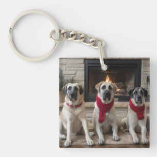 Porte-clefs Berger d'Anatolie au coin de la cheminée Noël