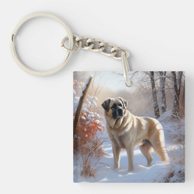 Porte-clefs Berger d'Anatolie Qu'il neige Noël (Devant)