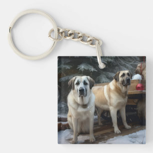 Porte-clefs Berger d'Anatolie Traîneau de Neige Décor de Noël