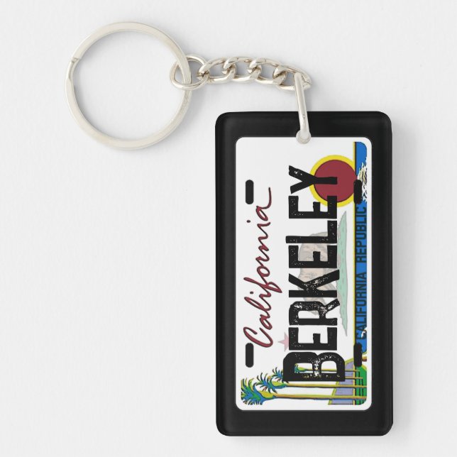 Porte-clefs Berkeley California flag license plate keychain (Devant)