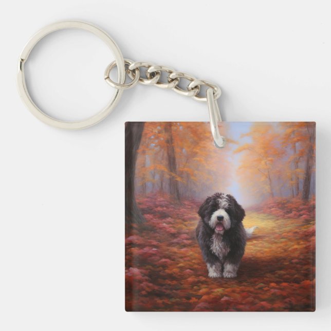 Porte-clefs Bernedoodle en automne Leaves automne Inspire (Devant)