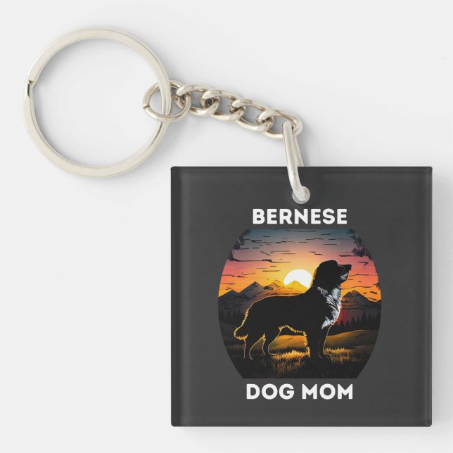 Porte-clefs Bernese et le soleil levant pour Bernese Dog Mom (Devant)