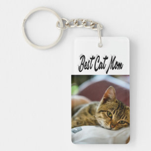 Porte-clefs Best Cat Mom Photo Texte noir