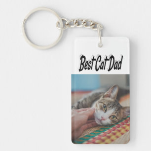 Porte-clefs Best Chat Papa Photo Texte noir