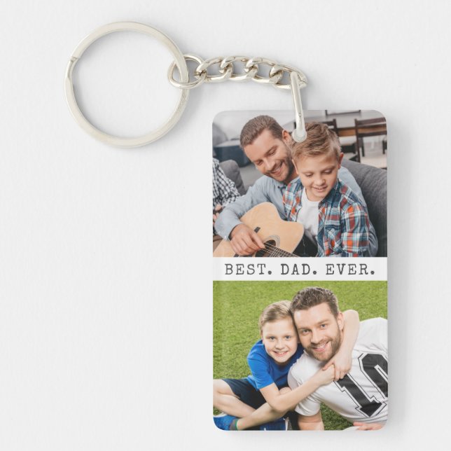 Porte-clefs BEST DAD EVER 2 Photos Personnalisées (Devant)