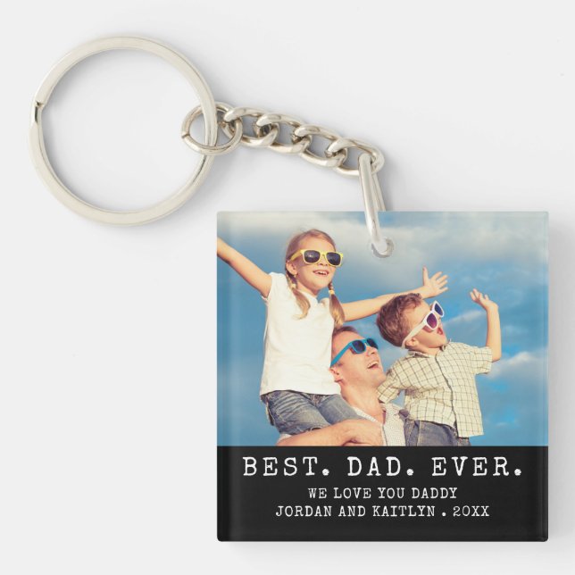 Porte-clefs BEST DAD EVER 2 Photos Personnalisées (Devant)