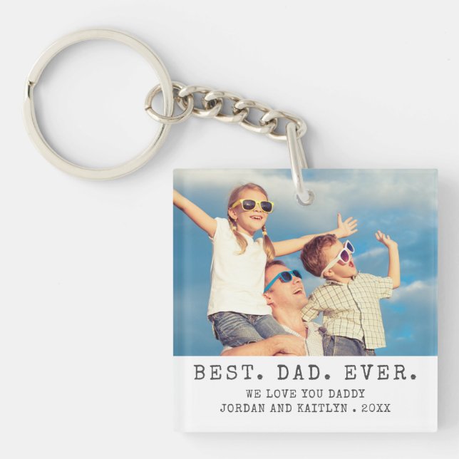 Porte-clefs BEST DAD EVER 2 Photos Personnalisées (Devant)
