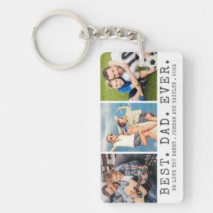 Porte-clefs BEST DAD EVER 3 Photos Personnalisées