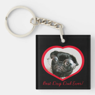 Porte-clefs Best Dog Dad, photo de coeur personnalisée