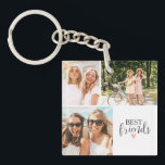Porte-clefs Best Friends Modern Chic BFF Script Photo<br><div class="desc">Un keycahin photo meilleur amis avec la chambre pour 3 photos. Personnalisez-le avec des photos de vos seins. Conçu pour vous par Blackberry Boulevard.</div>