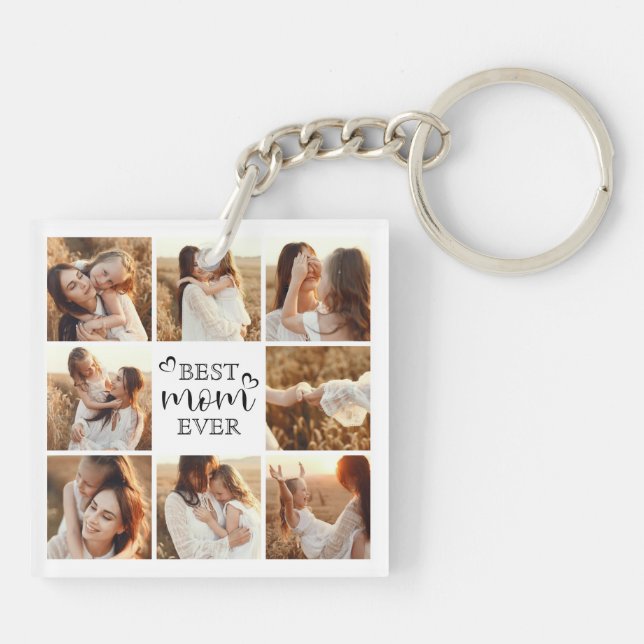 Porte-clefs Best Mom Ever Modern Photo Collage Custom Gift (Dos)