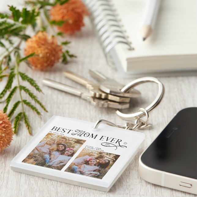 Porte-clefs Best Mom Ever Photos Heart Mothers Day Gifts (Devant Droit)