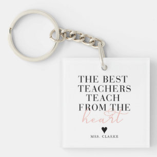 Porte-clefs Best Teacher Heart Script Moderne ChicTeacher Cade