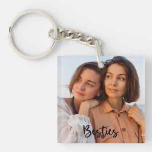 Porte-clefs Besties en calligraphie moderne simple 2 photos