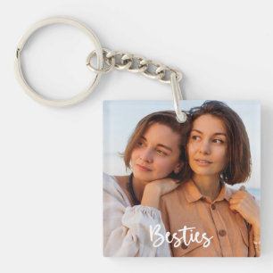 Porte-clefs Besties en calligraphie moderne simple 2 photos