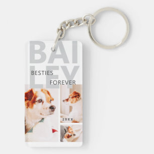 Porte-clefs Besties Forever Modern Bold Trois Photo Collage