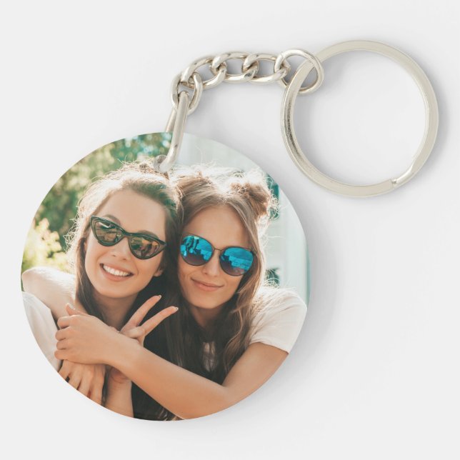 Porte-clefs Besties Peach Fuzz Photo personnalisée et noms (Dos)