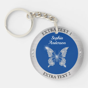 Porte-clefs Beurre Diamant Argent Nom/Infos métal Bleu Profond