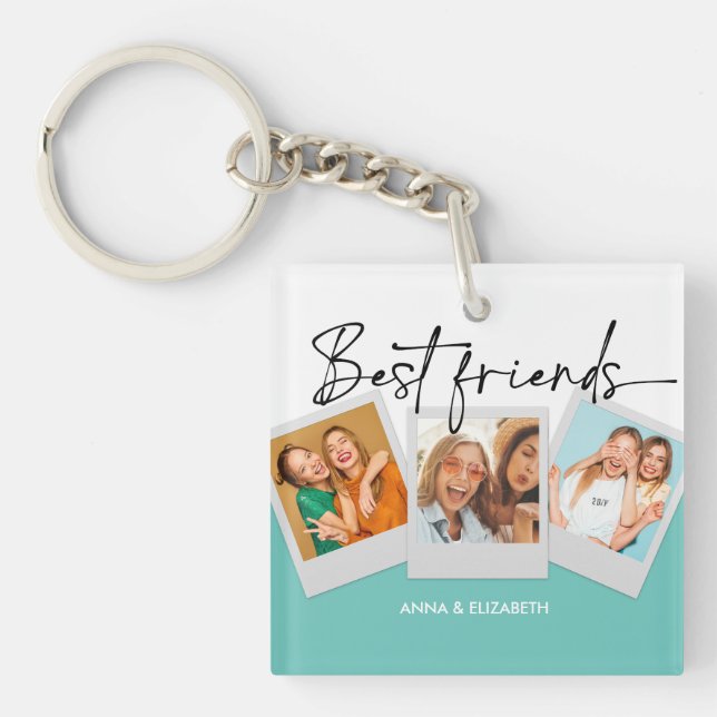 Porte-clefs BFF 3 Photos Personnalisées Bestie Meilleurs Amis  (Devant)