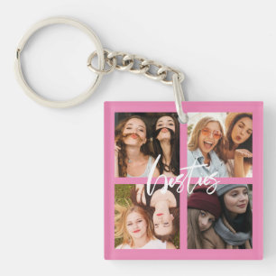 Porte-clefs BFF Best Friends script photo cadeau rose