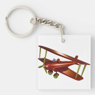 Porte-clefs Bi-avion rouge amusant Aviation Aérospatiale Vol