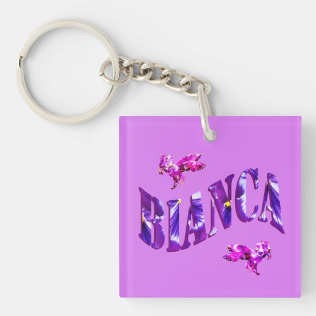 Porte-clefs Bianca, Floral Ladies Nom Logo, (Devant)