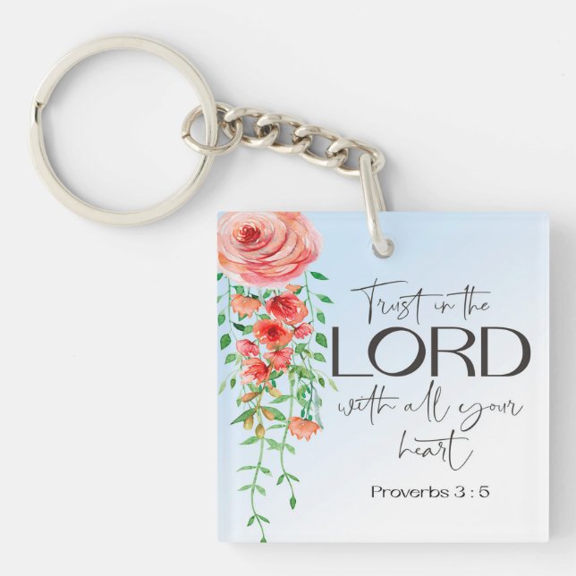 Porte-clefs Bible verse Proverbes Floral Écriture Porte - clé (Devant)