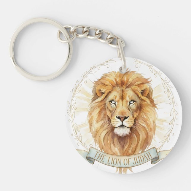Porte-clefs Biblical WatercolorAcrylic Keychain Lion of Judah  (Devant)