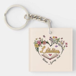 Porte-clefs Bibliothécaire compatissante - Floral Heart Design