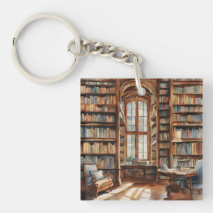 Porte-clefs Bibliothèque d'aquarelle confortable