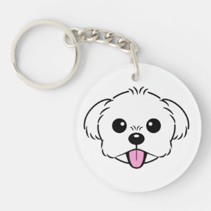 Porte-clefs Bichon blanc mignon Frise Chien Stick Sortie