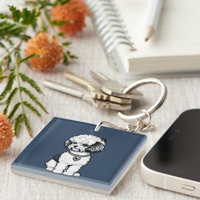 Porte-clefs Bichon Frise (Devant Droit)