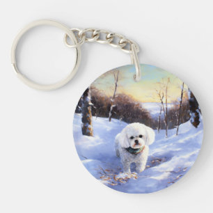 Porte-clefs Bichon Frise Laisser neiger Noël