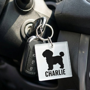 Porte-clefs Bichon Frise silhouette de chien personnalisé avec
