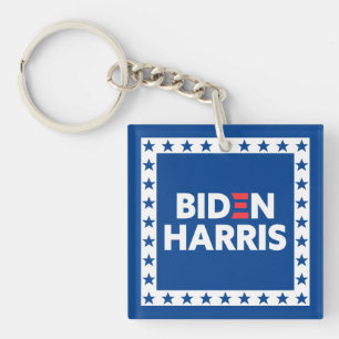Porte-clefs Biden / Harris Stars Frame Blanc Bleu