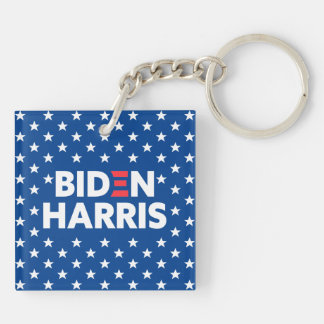 Porte-clefs Biden / Harris White Stars Motif Blue