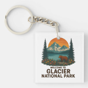 Porte-clefs Bienvenue au parc national des Glaciers de Brodery