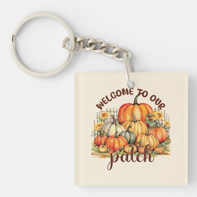 Porte-clefs Bienvenue dans notre Patch - Cosy Citrouille Patch (Devant)