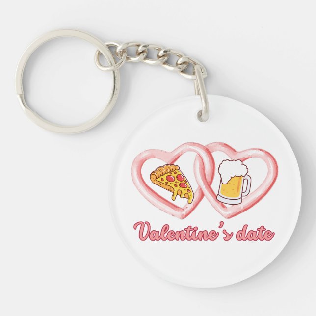 Porte-clefs Bière à la pizza de Saint-Valentin (Devant)