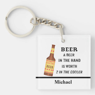 Porte-clefs Bière Drôle Dire Bière en main Nom Personnalisé