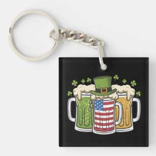 Porte-clefs Bière Irlandaise Irlande États-Unis Drapeau Améric