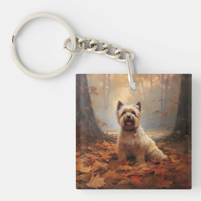Porte-clefs Biewer Terrier à l'automne Leaves automne Inspire (Devant)