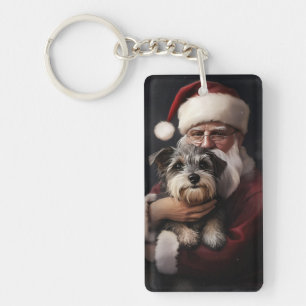 Porte-clefs Biewer Terrier avec le Père Noël Fête de Noël